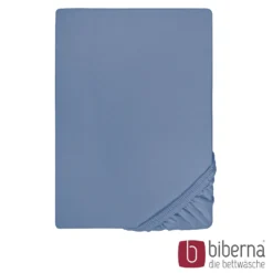 biberna Feinjersey-Spannbetttuch blau, 1x 90x190 cm - 100x200 cm
