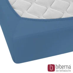 biberna Feinjersey-Spannbetttuch azurblau, 1x 90x190 cm - 100x200 cm