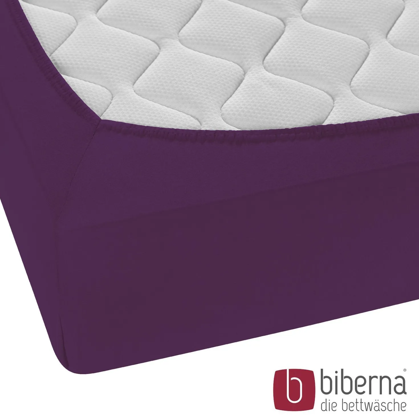 biberna Feinjersey-Spannbetttuch dunkel violett, 1x 90x190 cm - 100x200 cm