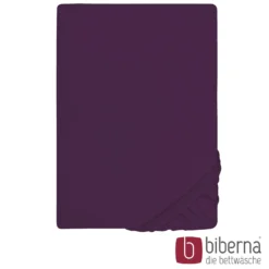 biberna Feinjersey-Spannbetttuch dunkel violett, 1x 90x190 cm - 100x200 cm
