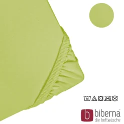 biberna Feinjersey-Spannbetttuch apfelgrün, 1x 90x190 cm - 100x200 cm