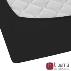 biberna Jersey-Elastic-Boxspring-Spannbetttuch schwarz, 1x 180x200 cm - 200x220 cm