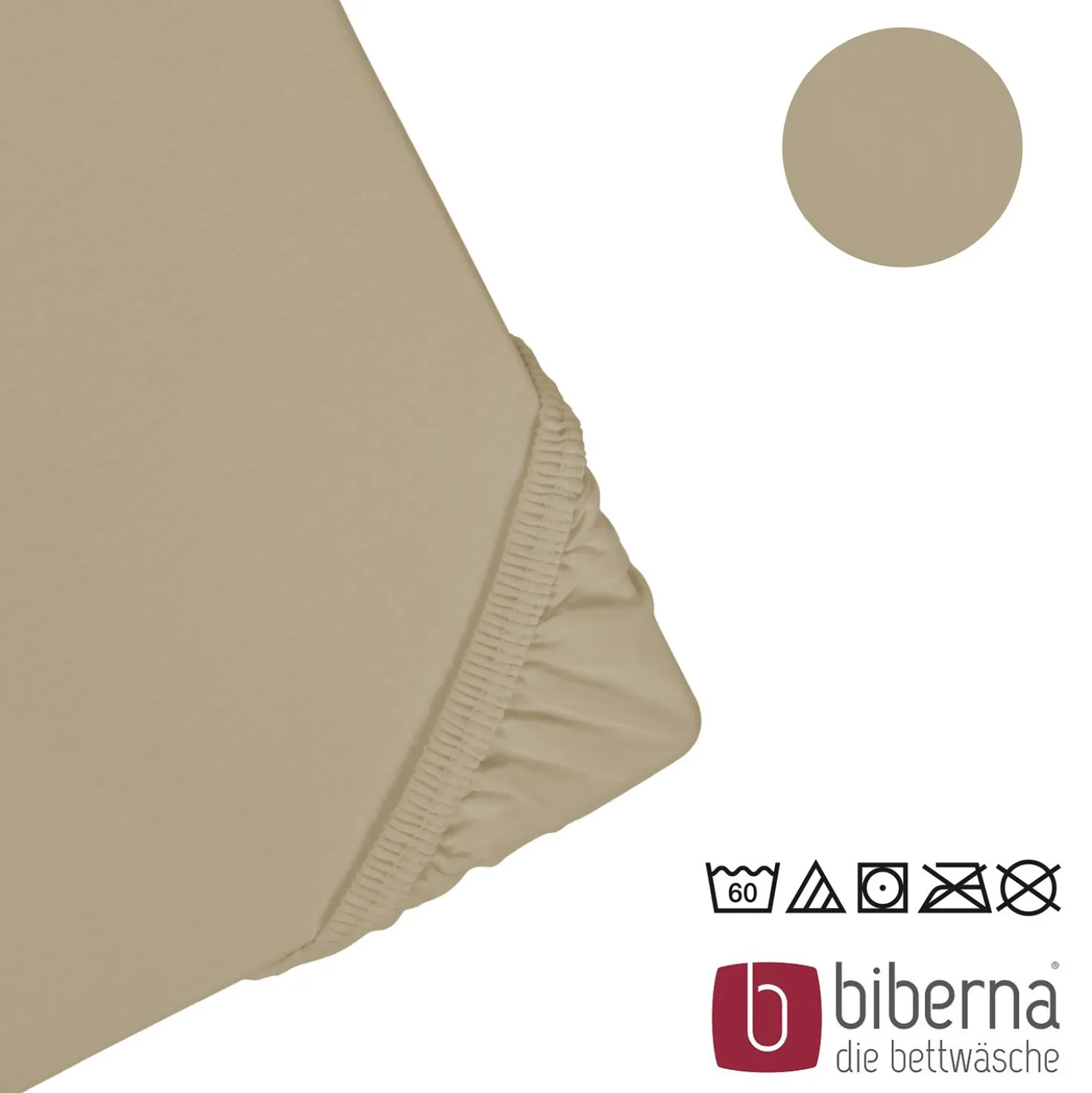 biberna Jersey-Elastic-Spannbetttuch taupe, 1x 90x190 cm - 100x220 cm