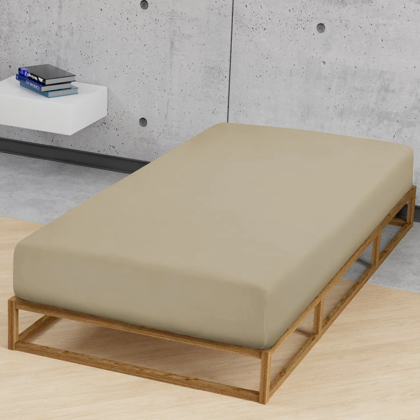 biberna Jersey-Elastic-Spannbetttuch taupe, 1x 90x190 cm - 100x220 cm