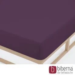 biberna Jersey-Elastic-Spannbetttuch dunkel violett, 1x 90x190 cm - 100x220 cm