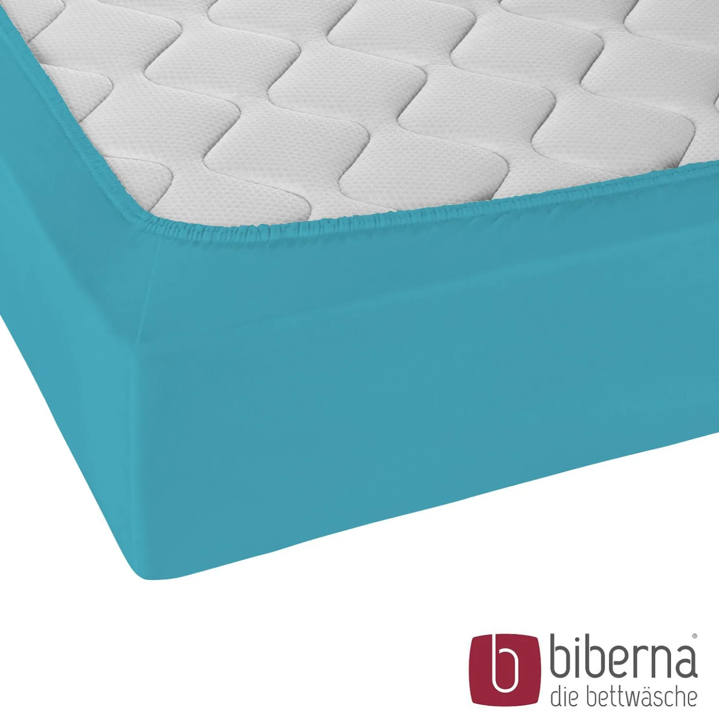 biberna Jersey-Elastic-Spannbetttuch türkis, 1x 90x190 cm - 100x220 cm