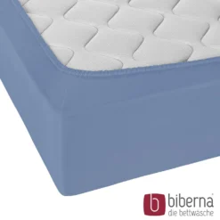 biberna Jersey-Elastic-Spannbetttuch blau, 1x 120x200 cm - 130x220 cm