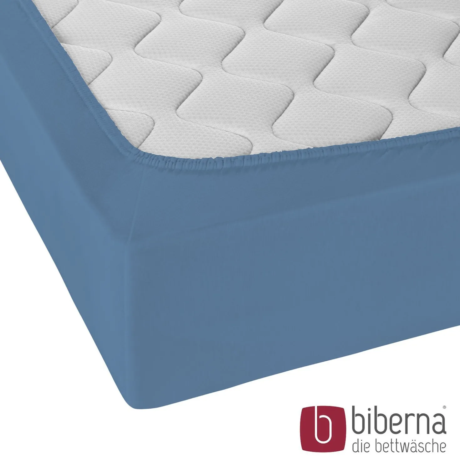 biberna Jersey-Elastic-Spannbetttuch azurblau, 1x 180x200 cm - 200x220 cm