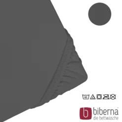 biberna Jersey-Elastic-Spannbetttuch titanium, 1x 180x200 cm - 200x220 cm
