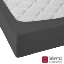 biberna Jersey-Elastic-Spannbetttuch titanium, 1x 180x200 cm - 200x220 cm