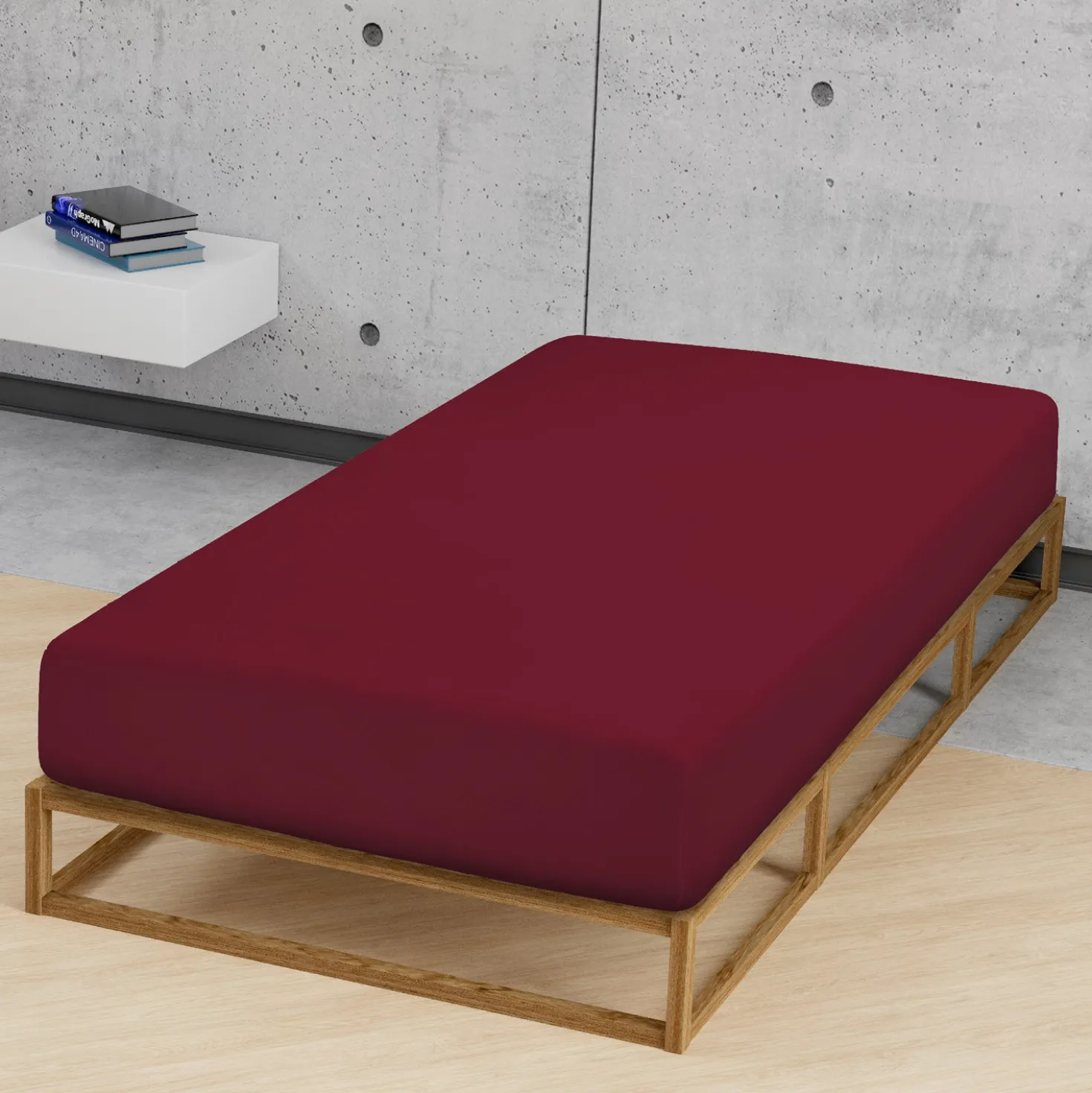 biberna Jersey-Elastic-Spannbetttuch burgund, 1x 140x200 cm - 160x220 cm