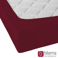 biberna Jersey-Elastic-Spannbetttuch burgund, 1x 140x200 cm - 160x220 cm