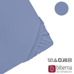 biberna Jersey-Elastic-Spannbetttuch blau, 1x 140x200 cm - 160x220 cm