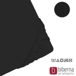 biberna Jersey-Elastic-Spannbetttuch schwarz, 1x 140x200 cm - 160x220 cm