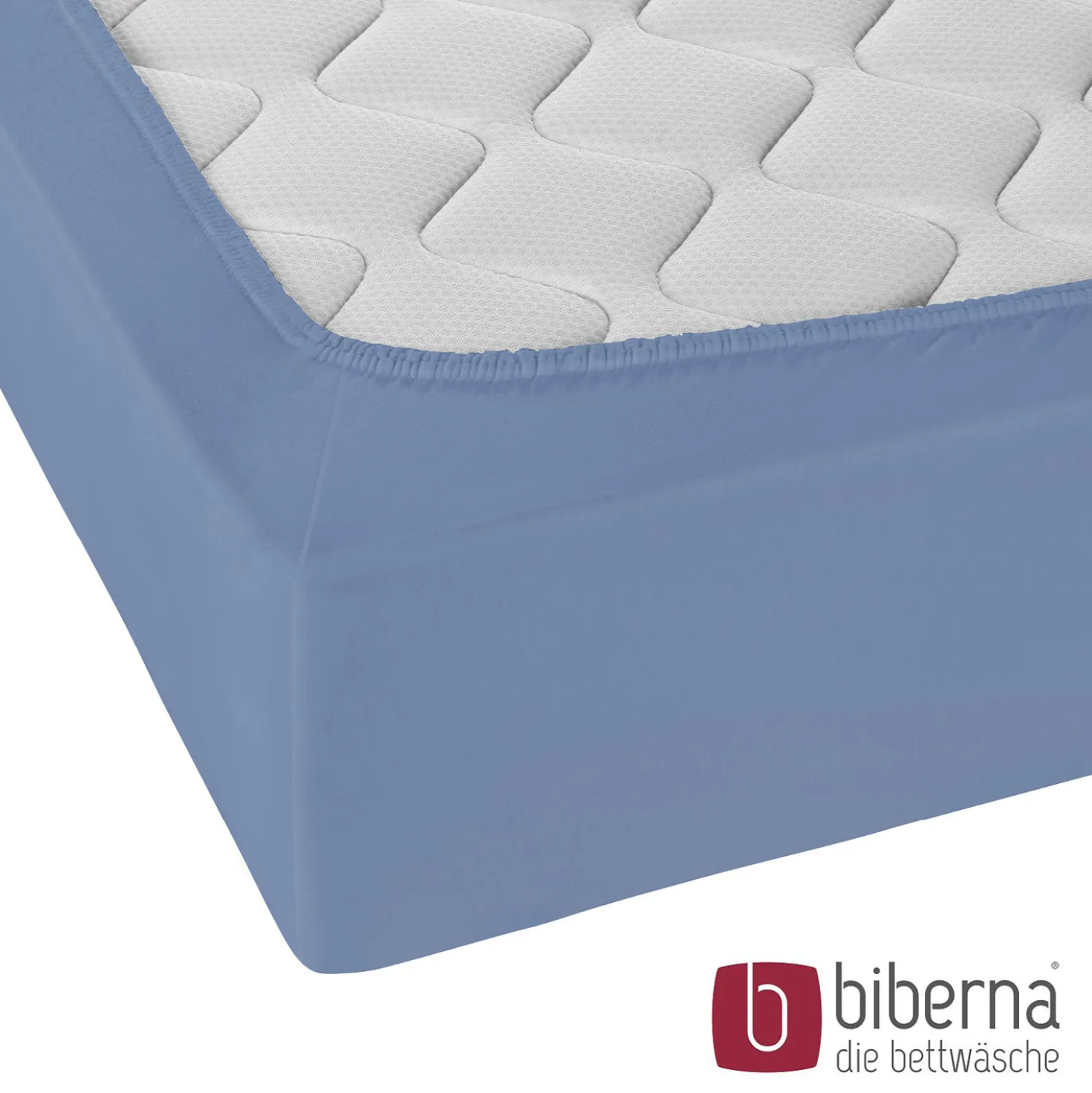 biberna Jersey-Elastic-Spannbetttuch blau, 1x 90x190 cm - 100x220 cm