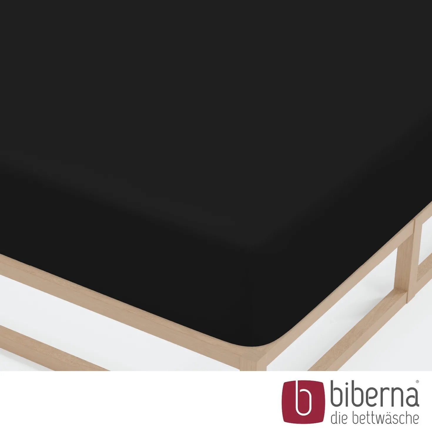 biberna Jersey-Elastic-Spannbetttuch schwarz, 1x 90x190 cm - 100x220 cm