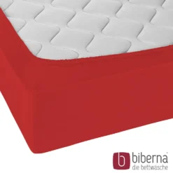 biberna Jersey-Elastic-Spannbetttuch rot, 1x 90x190 cm - 100x220 cm