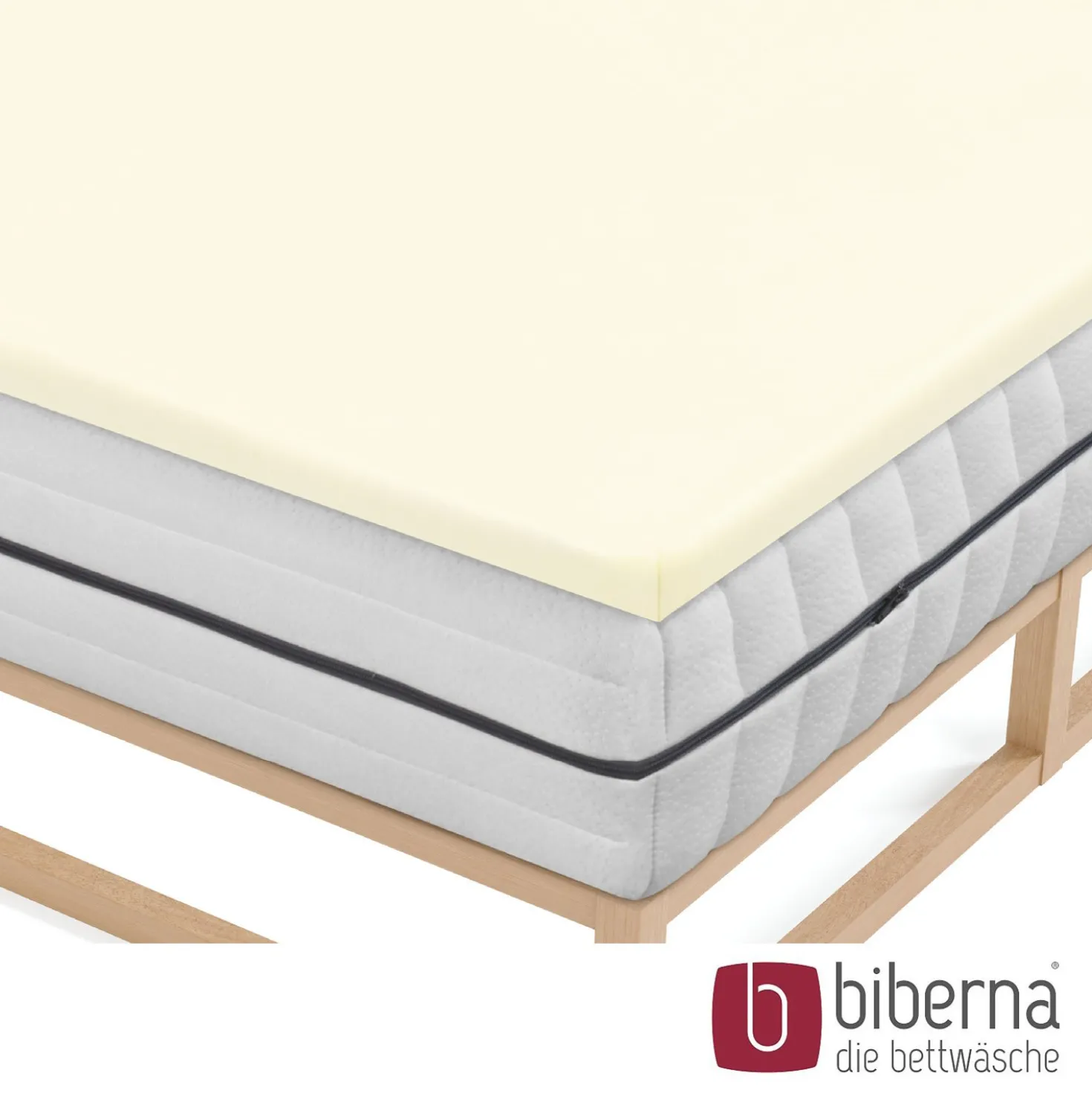 biberna Jersey-Elastic-Topper-Spannbetttuch perlmutt, 1x 140x200 cm - 160x220 cm