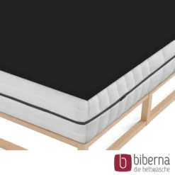 biberna Jersey-Elastic-Topper-Spannbetttuch schwarz, 1x 140x200 cm - 160x220 cm