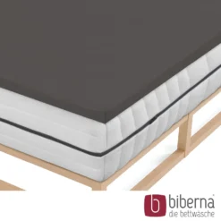 biberna Jersey-Elastic-Topper-Spannbetttuch dunkelgrau, 1x 140x200 cm - 160x220 cm