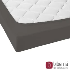 biberna Jersey-Elastic-Topper-Spannbetttuch dunkelgrau, 1x 140x200 cm - 160x220 cm
