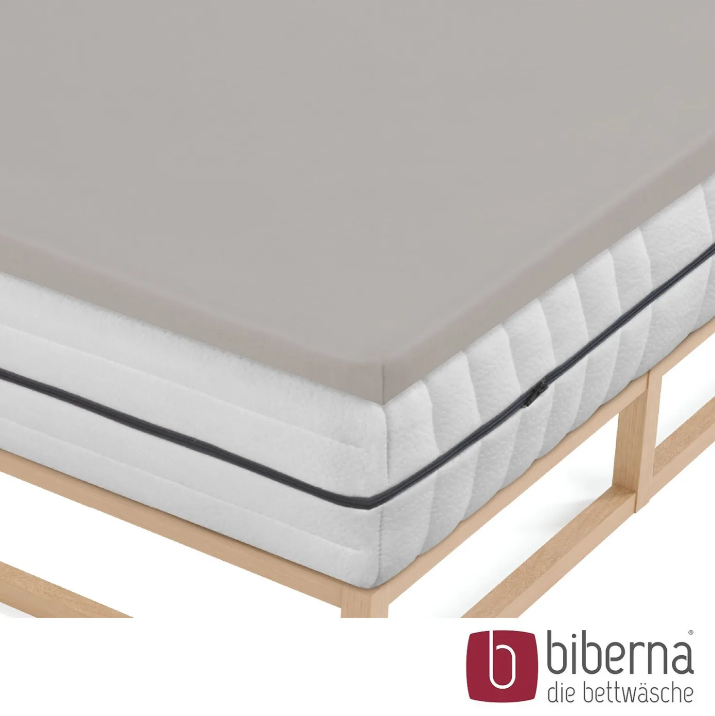 biberna Jersey-Elastic-Topper-Spannbetttuch sturmgrau, 1x 140x200 cm - 160x220 cm