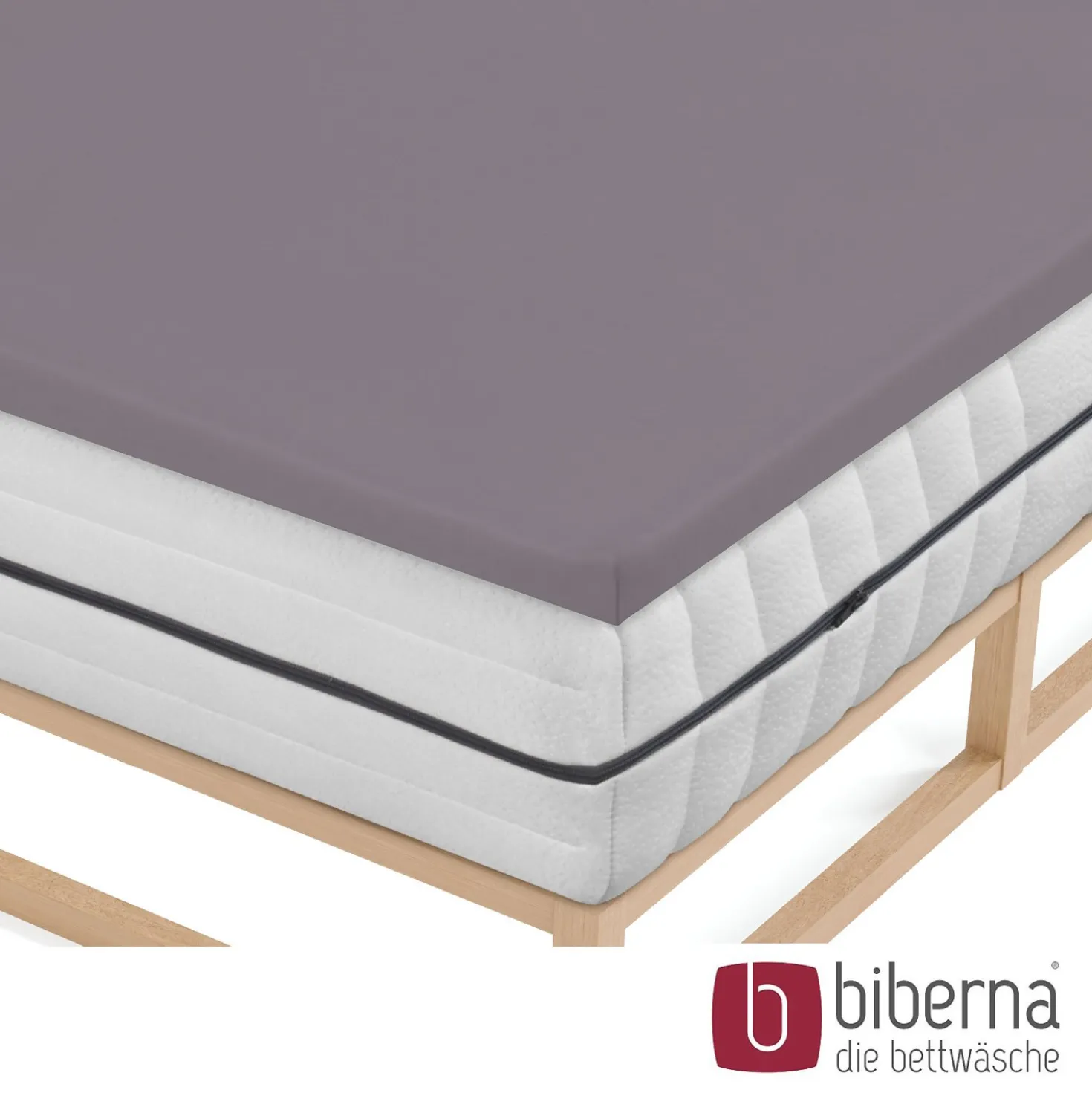 biberna Jersey-Elastic-Topper-Spannbetttuch silber/grau, 1x 140x200 cm - 160x220 cm