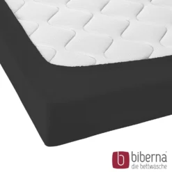 biberna Jersey-Elastic-Topper-Spannbetttuch schwarz, 1x 180x200 cm - 200x220 cm