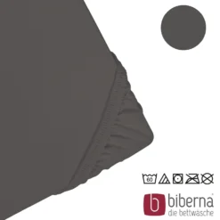 biberna Jersey-Elastic-Topper-Spannbetttuch dunkelgrau, 1x 90x190 cm - 100x220 cm