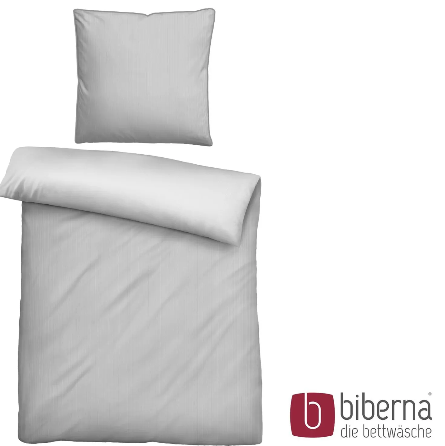 biberna Mako-Satin Bettwäsche FEINE STREIFEN sturmgrau, 135x200 cm + 80x80 cm
