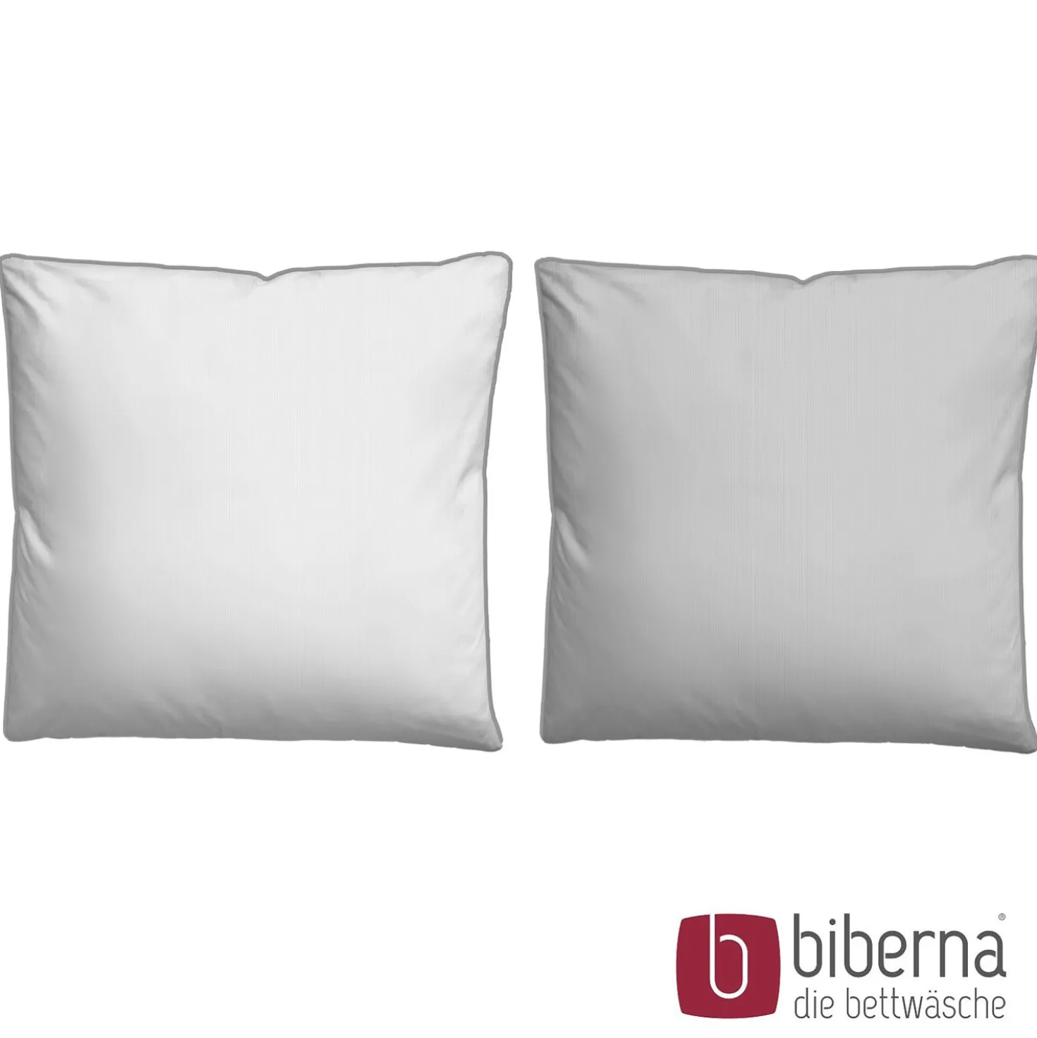 biberna Mako-Satin Bettwäsche FEINE STREIFEN sturmgrau, 135x200 cm + 80x80 cm