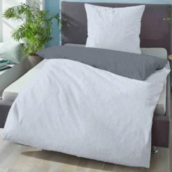 biberna Mako-Satin Bettwäsche PUNKTE - MIX & MATCH blau, 155x200 cm + 80x80 cm
