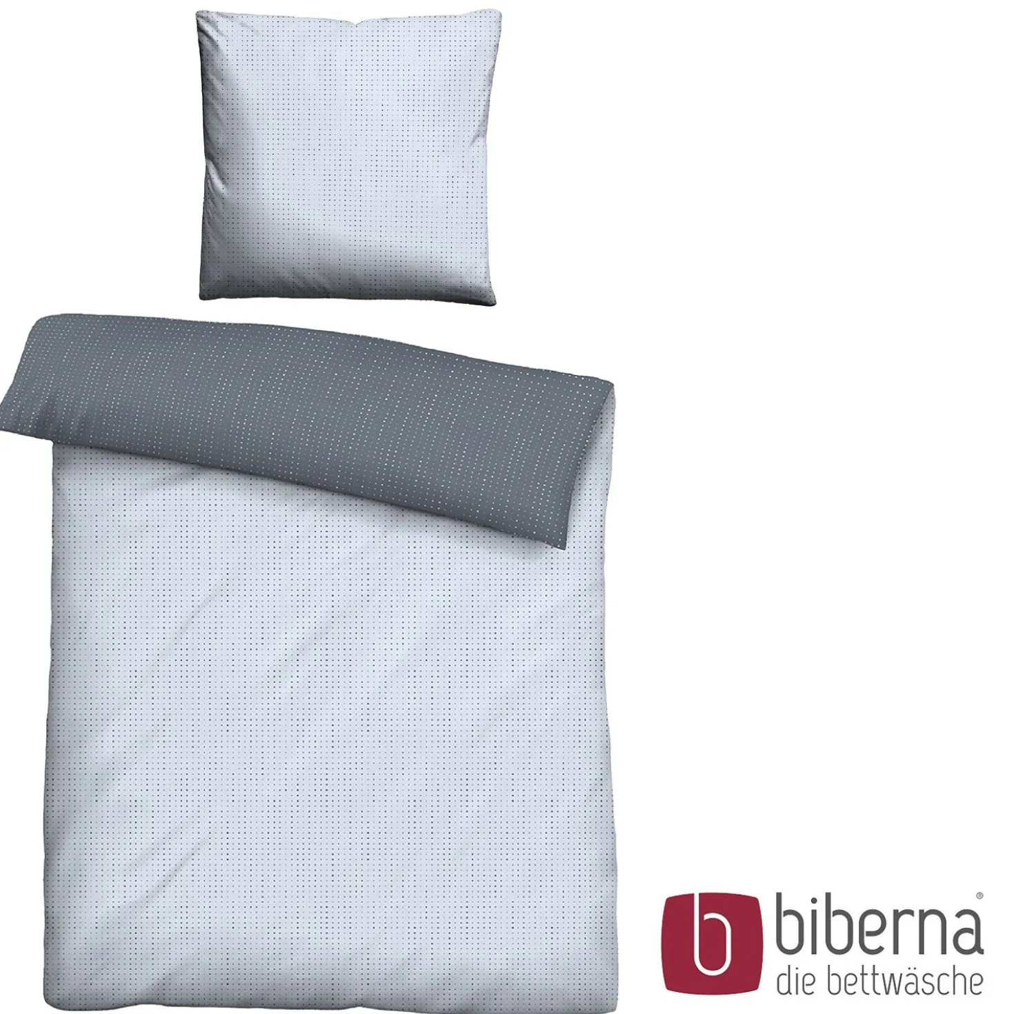 biberna Mako-Satin Bettwäsche PUNKTE - MIX & MATCH blau, 155x200 cm + 80x80 cm
