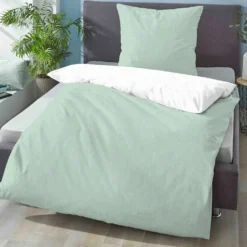 biberna Mako-Satin Bettwäsche PUNKTE - MIX & MATCH mint, 155x220 cm + 80x80 cm