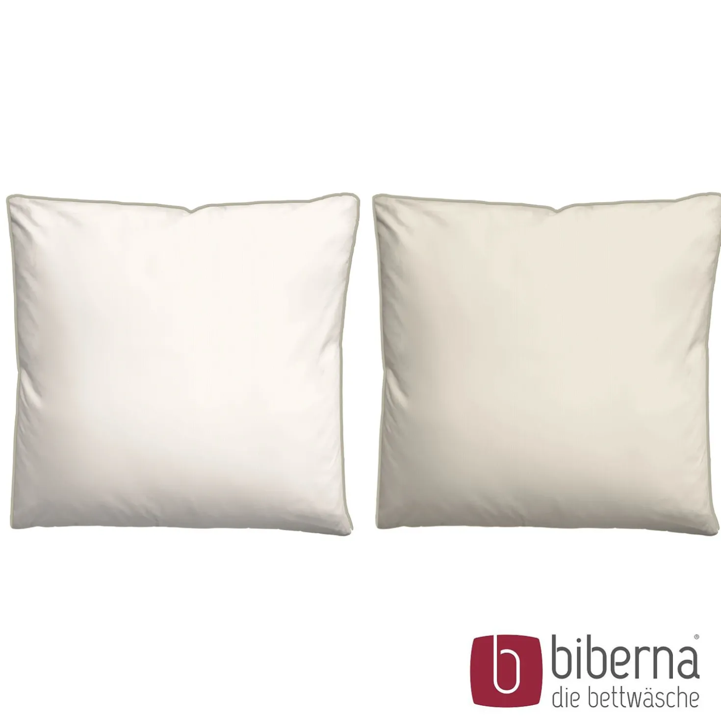 biberna Mako-Satin Bettwäsche FEINE STREIFEN natur, 135x200 cm + 80x80 cm