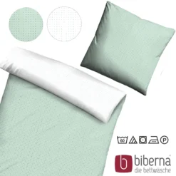 biberna Mako-Satin Bettwäsche PUNKTE - MIX & MATCH mint, 135x200 cm + 80x80 cm