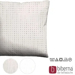 biberna Mako-Satin Kopfkissenbezug PUNKTE - MIX & MATCH taupe, 40x40 cm