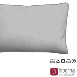 biberna Mako-Satin Kopfkissenbezug FEINE STREIFEN sturmgrau, 40x80 cm