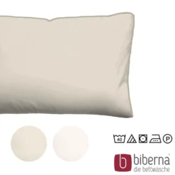 biberna Mako-Satin Kopfkissenbezug FEINE STREIFEN natur, 40x80 cm
