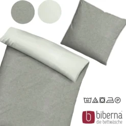biberna Melange-Flanell Bettwäsche MELANGE UNI sturmgrau, 155x200 cm + 80x80 cm