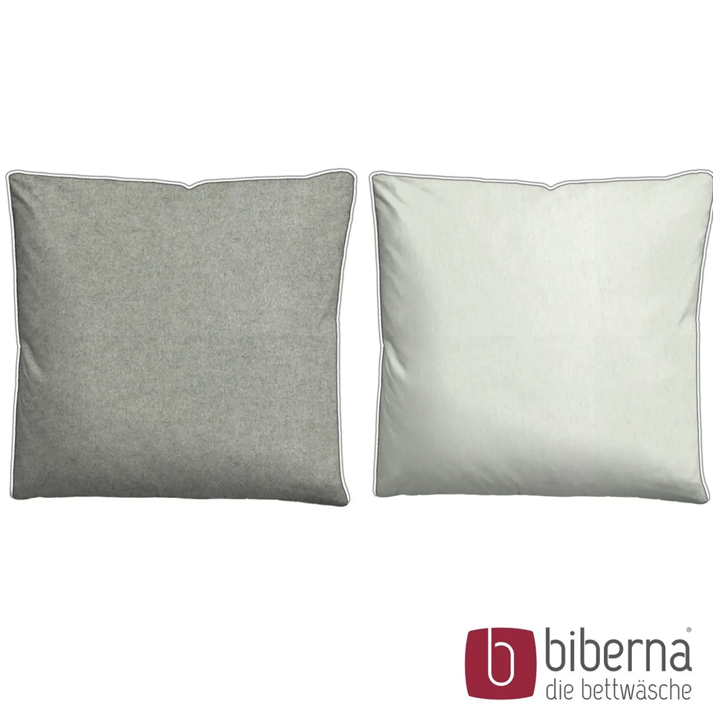 biberna Melange-Flanell Bettwäsche MELANGE UNI sturmgrau, 155x220 cm + 80x80 cm