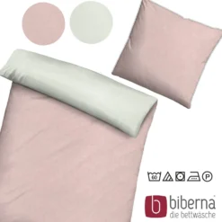 biberna Melange-Flanell Bettwäsche MELANGE UNI rose, 155x200 cm + 80x80 cm
