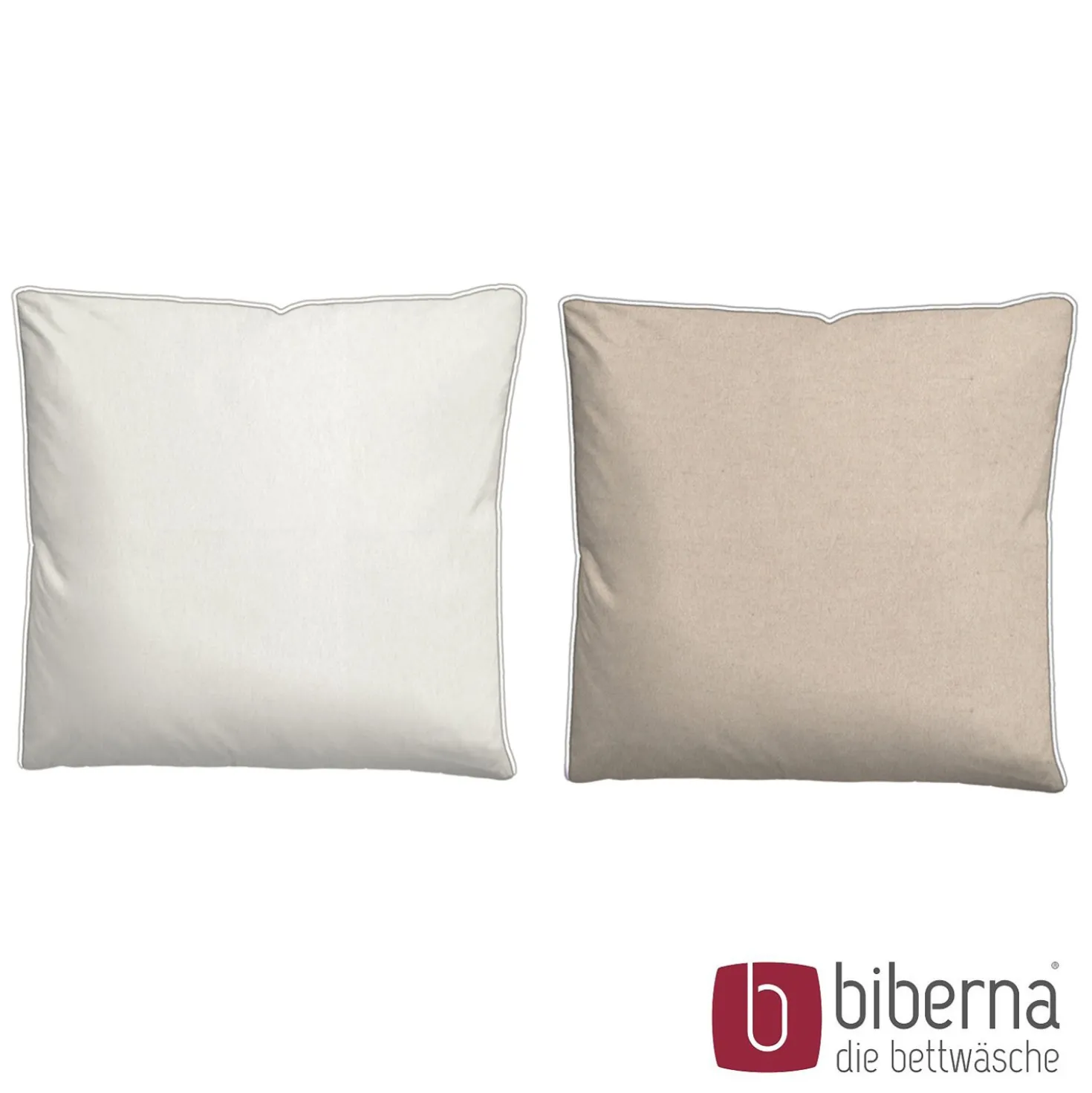 biberna Melange-Flanell Bettwäsche MELANGE UNI kitt, 155x220 cm + 80x80 cm