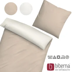 biberna Melange-Flanell Bettwäsche MELANGE UNI kitt, 155x220 cm + 80x80 cm