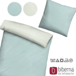 biberna Melange-Flanell Bettwäsche MELANGE UNI ciel, 155x220 cm + 80x80 cm