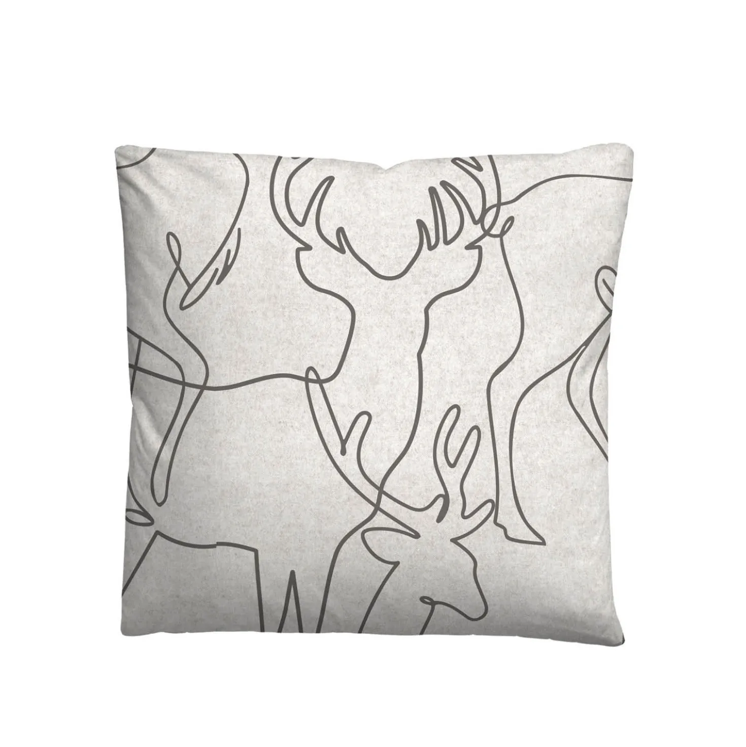 biberna Melange-Flanell Bettwäsche Hirsch grau, 155x220 cm + 80x80 cm