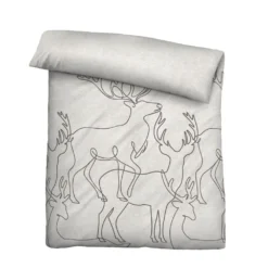biberna Melange-Flanell Bettwäsche Hirsch grau, 155x220 cm + 80x80 cm