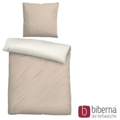 biberna Melange-Flanell Bettwäsche MELANGE UNI kitt, 200x200 cm + 2x 80x80 cm