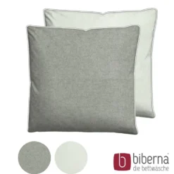 biberna Melange-Flanell Kopfkissenbezug MELANGE UNI sturmgrau, 40x40 cm