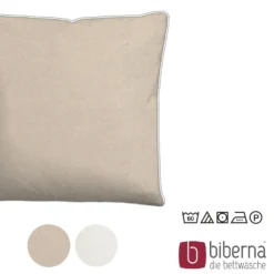 biberna Melange-Flanell Kopfkissenbezug MELANGE UNI kitt, 40x40 cm